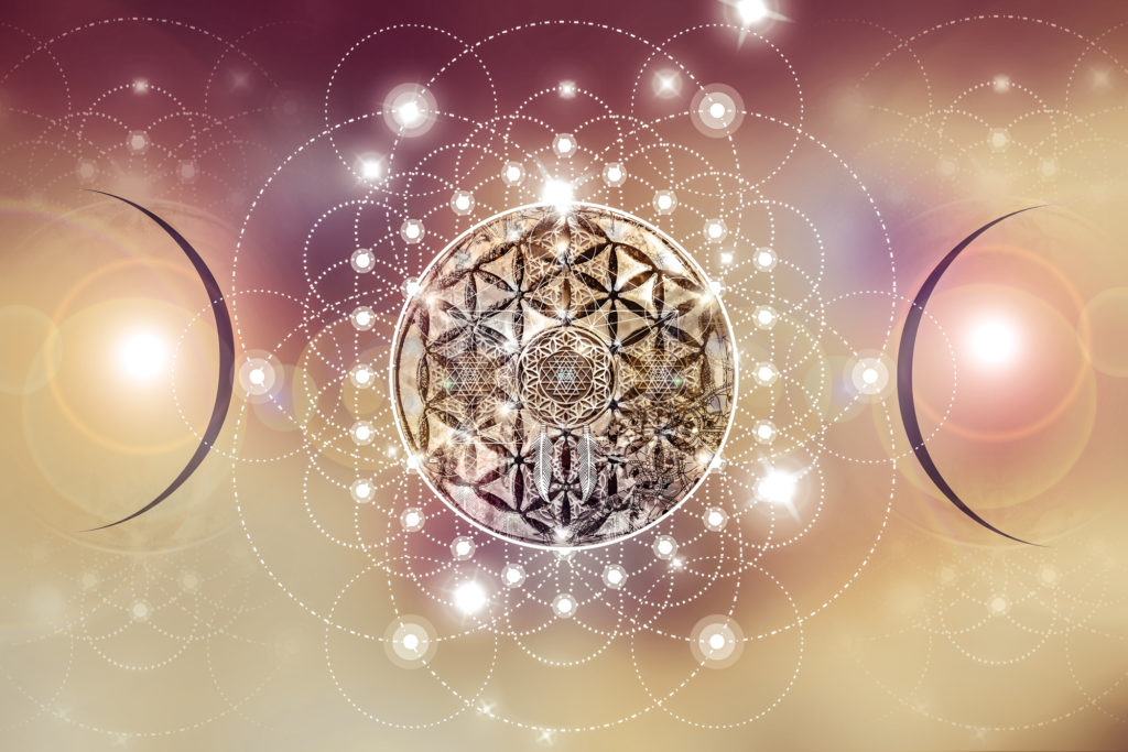Abstract mandala picture with sacred geometry elements